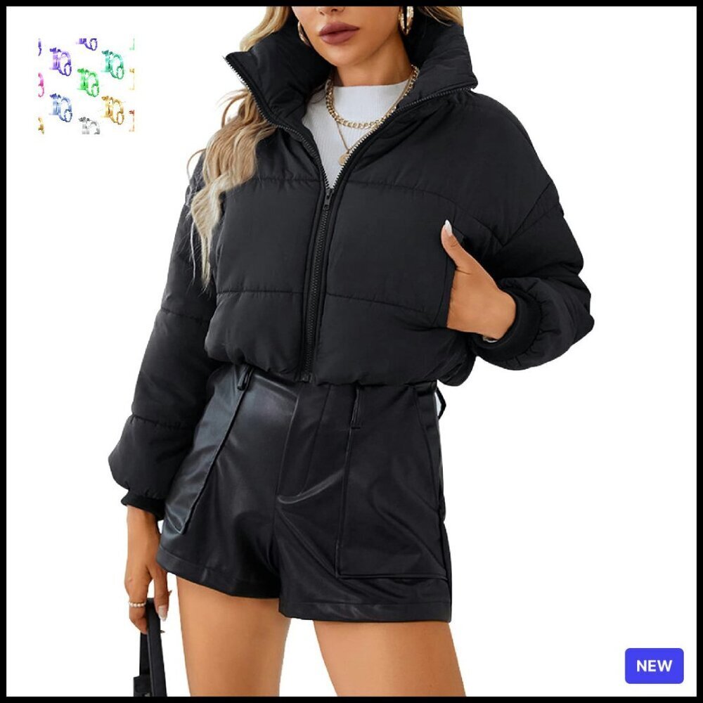 Cropped Puffer Jacket Quilted Lightweight Winter Coat Chic Minimal Y2K